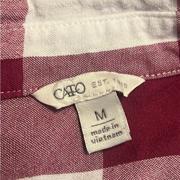 Cato Block Style Top W/Ruched Tie Sleeves, Button Down, Ruched Waist, Sz. M. - Picture 8 of 10